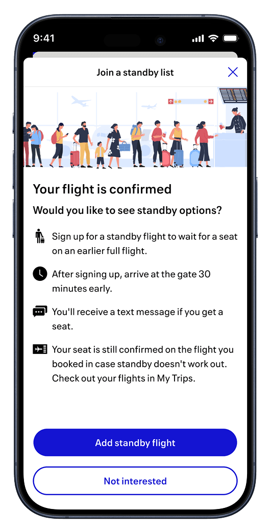 Standby signup explanation with clear next steps